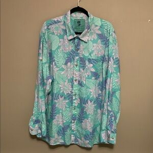 Ocean & Coast Women’s 100% Linen Floral Long Sleeve Button-Up Shirt Coastal XXL